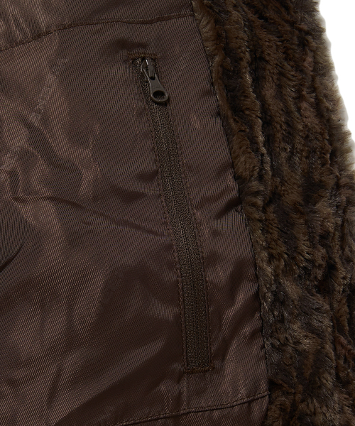 セール】FAUX FUR ZIPUP HOODIE (BROWN)（ムートンコート）｜WKNDRS