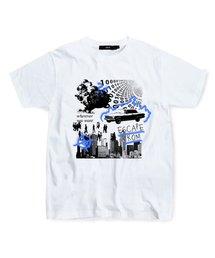 ブルーバーニングシティTシャツホワイト