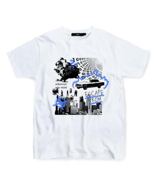 ESCAPEFROM(エスケープフロム)の「ブルーバーニングシティTシャツホワイト(Tシャツ/カットソー・レディース・その他・SMALL/MEDIUM/LARGE)」の2枚目の写真