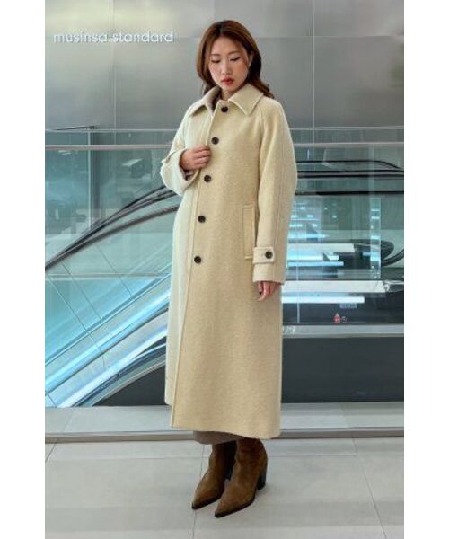 MUSINSA STANDARD WOMAN（ムシンサスタンダードウーマン）の「ウィメンズウールブレンドブークレバルマカンローブコート[ライトベージュ]（チェスターコート・レディース・その他・SMALL/MEDIUM/LARGE/X-SMALL）」の14枚目の写真