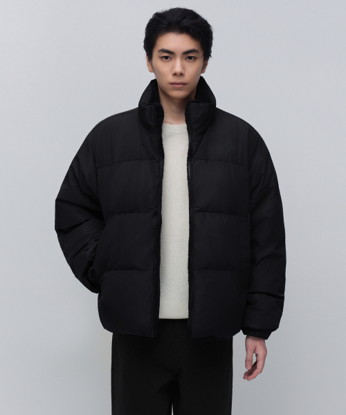 MUSINSA STANDARD（ムシンサスタンダード）の「デイリープファーリバーシブルフリースショートダウンジャケット[ブラック/ブラック]（ダウンジャケット/コート・メンズ・その他・SMALL/MEDIUM/LARGE/X-LARGE/XX-LARGE）」の2枚目の写真