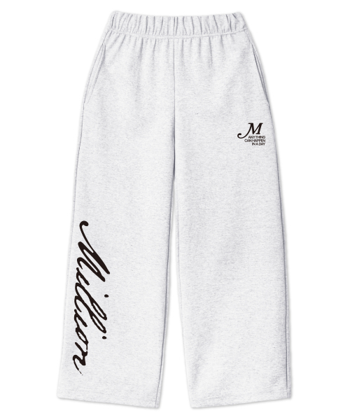 MILLION DAY(ミリオンデイ)の「flowing-logo wide pants(スウェットパンツ・レディース・オートミール/グレー/ホワイト/ブラック・LARGE/MEDIUM/X-LARGE)」の3枚目の写真