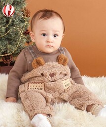 SLAP SLIP BABY（スラップスリップベビー）の「アニマルクマ恐竜モチーフぽこぽこボアカバーオールベビー(60~80cm)（ロンパース）」