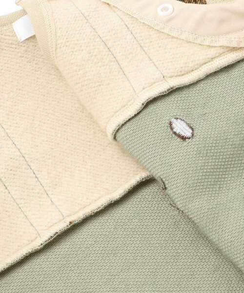 SLAP SLIP BABY（スラップスリップベビー）の「アニマルクマ恐竜モチーフぽこぽこボアカバーオールベビー(60~80cm)（ロンパース・キッズ・グリーン/ブラウン・80ｃｍ/70cm/60cm）」の17枚目の写真