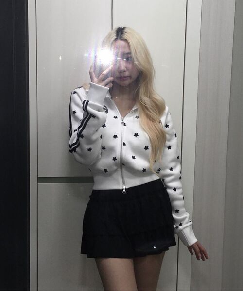 SETUP-EXE（セットアップイーエックスイー）の「STAR SPORTY ZIP-UP / WHITE（ナイロンジャケット・レディース・その他・OS）」の6枚目の写真