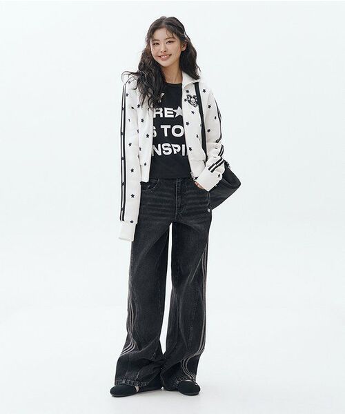 SETUP-EXE（セットアップイーエックスイー）の「STAR SPORTY ZIP-UP / WHITE（ナイロンジャケット・レディース・その他・OS）」の2枚目の写真