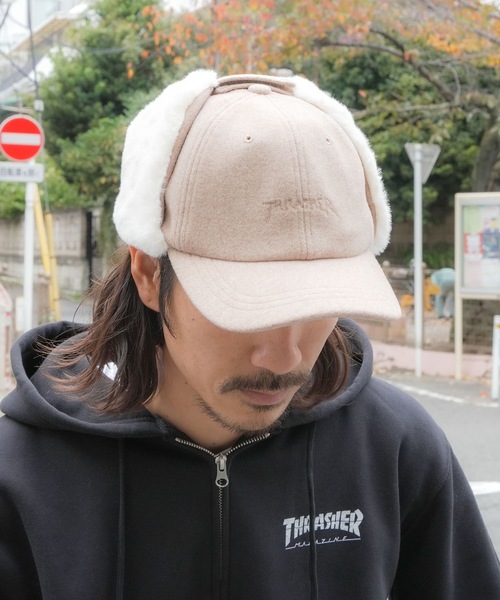 セール】GONZ LOGO FLIGHT CAP/THRASHER スラッシャー 耳当て付き