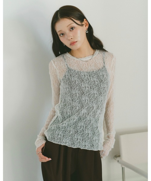 VANNIE U(ヴァニーユー)の「ソフトレースシアートップス(Tシャツ/カットソー・レディース・ブルー/アイボリー/ブラック・FREE)」の22枚目の写真