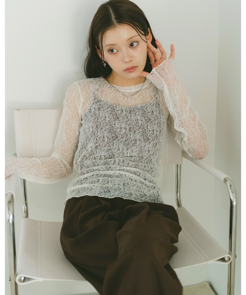 VANNIE U(ヴァニーユー)の「ソフトレースシアートップス(Tシャツ/カットソー・レディース・ブルー/アイボリー/ブラック・FREE)」の20枚目の写真