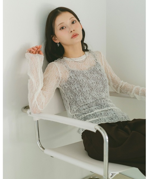 VANNIE U(ヴァニーユー)の「ソフトレースシアートップス(Tシャツ/カットソー・レディース・ブルー/アイボリー/ブラック・FREE)」の21枚目の写真