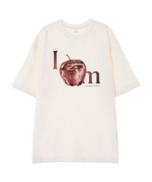 [オーバーサイズ]アップル13番手綿ラウンドネック半袖Tシャツ_アイボリー