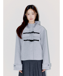 WOOL DUFFLE SHORT COAT, LIGHT GRAY