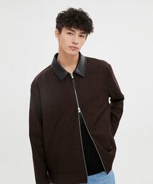 MOONSUN（ムーンサン）の「UNISEX, Leather Collar 2-Way Zip Shirt Jacket / Dark Brown（その他アウター）」