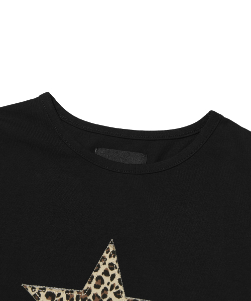 suade（スエード）の「LEOPARD STAR LONG SLEEVE [BLACK]（Tシャツ/カットソー・レディース・その他・FREE）」の3枚目の写真
