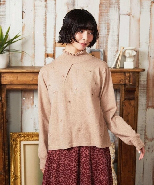 セール】Tesoro フラワーモチーフニットプルオーバー（ニット/セーター