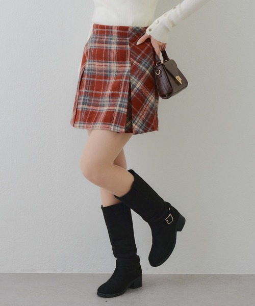 continuer de NICE CLAUP(コンティニューデナイスクラップ)の「チェックプリーツミニスカート(スカート・レディース・グレー/レッド/アイボリー/ブラック・FREE)」の13枚目の写真