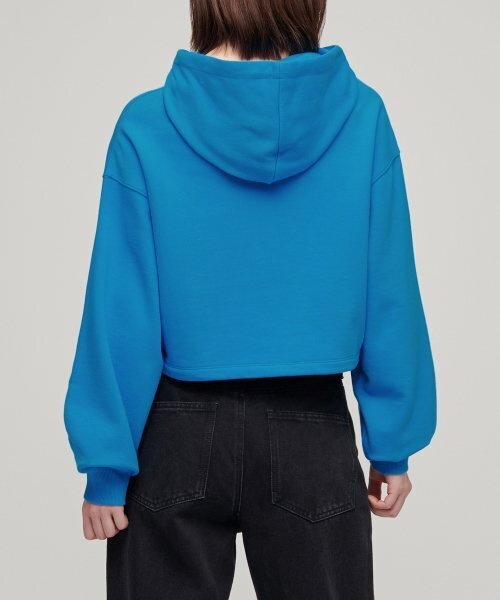 MUSINSA STANDARD WOMAN（ムシンサスタンダードウーマン）の「ウィメンズクロップフードパーカースウェットシャツ[サーフブルー]（パーカー・レディース・その他・LARGE/MEDIUM/SMALL/X-SMALL）」の3枚目の写真