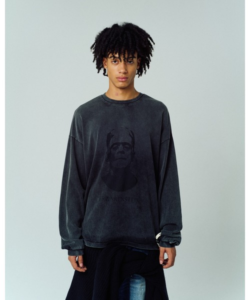 ADAM PATEK(アダムパテック)の「【ADAMPATEK/アダムパテック】Frankenstein portrait long sleeve ロングスリーブTee(Tシャツ/カットソー・メンズ・ブラック/ホワイト・1/2)」の1枚目の写真