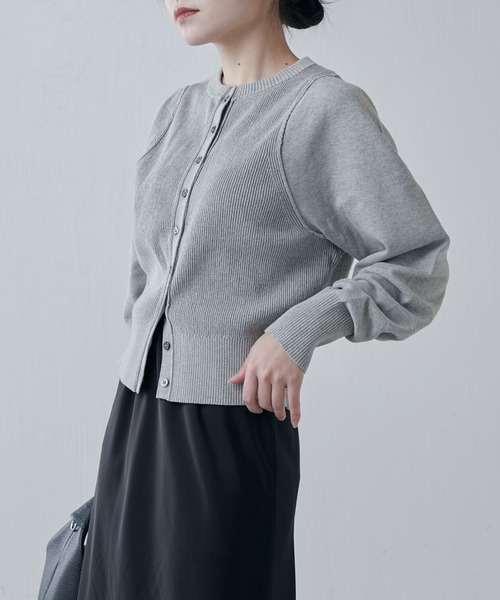 Lui's（ルイス）の「コットンコンパクトカーディガン（カーディガン/ボレロ・レディース・グレー/ライトグレー/ブラック・FREE）」の4枚目の写真