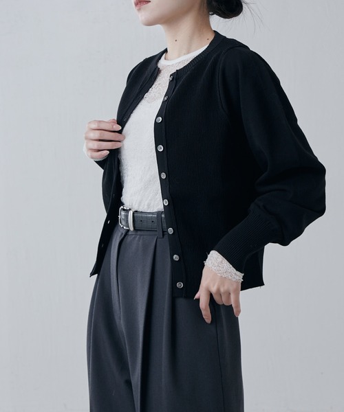 Lui's（ルイス）の「コットンコンパクトカーディガン（カーディガン/ボレロ・レディース・グレー/ライトグレー/ブラック・FREE）」の22枚目の写真