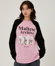 WaiKei | マルチーズアーカイブラグランロングスリーブTシャツピンク(Tシャツ/カットソー)