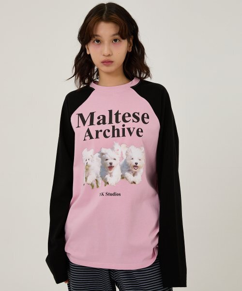 WaiKei(ワイケイ)の「マルチーズアーカイブラグランロングスリーブTシャツピンク(Tシャツ/カットソー・レディース・その他・1/2/0)」の2枚目の写真