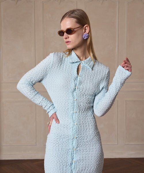 320SHOWROOM(320ショールーム)の「Shirt collar wrinkled dress Mint(ワンピース・レディース・その他・MEDIUM/SMALL)」の1枚目の写真