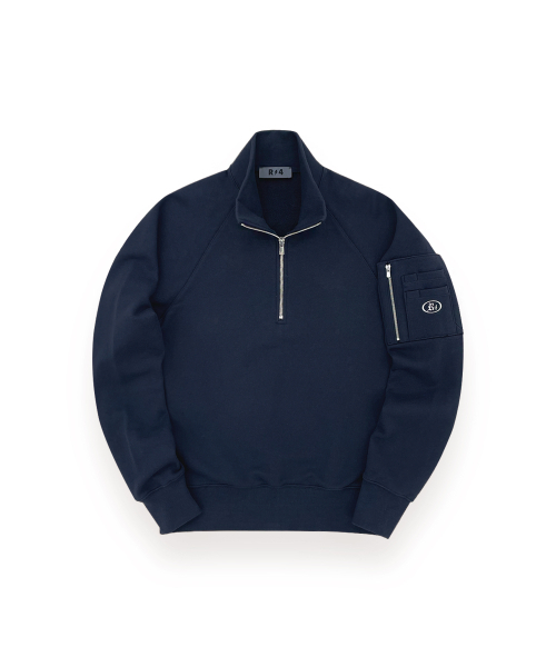 R-4(アールフォー)の「R-0013 COMBAT HALF ZIP-UP(NAVY)(スウェット・メンズ・ネイビー・MEDIUM/LARGE/X-LARGE)」の1枚目の写真