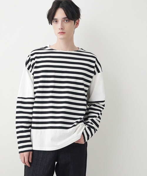 Dessin（デッサン）の「【洗える】ピグメントボーダー天竺（Tシャツ/カットソー・メンズ・ホワイト系その他3/ネイビー系2・02/03）」の3枚目の写真