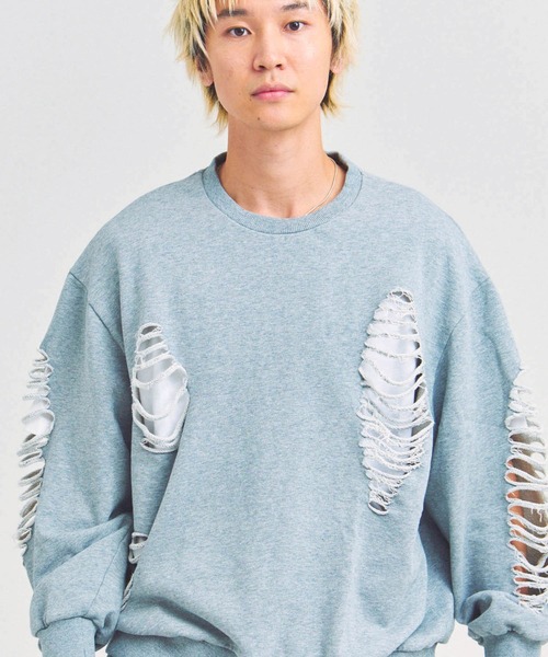 GALLIS ADDICTION（ガリスアディクション）の「GA HARD-DAMAGE CREW（スウェット・メンズ・グレー/ブラック/ピンク・M/L）」の22枚目の写真