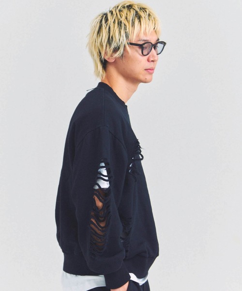 GALLIS ADDICTION（ガリスアディクション）の「GA HARD-DAMAGE CREW（スウェット・メンズ・グレー/ブラック/ピンク・M/L）」の8枚目の写真