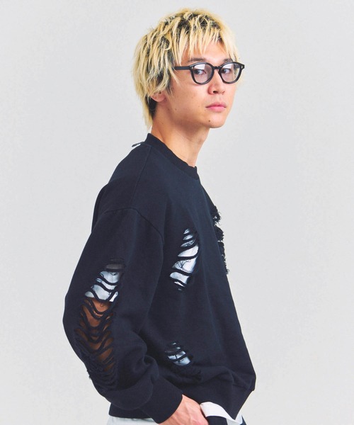 GALLIS ADDICTION（ガリスアディクション）の「GA HARD-DAMAGE CREW（スウェット・メンズ・グレー/ブラック/ピンク・M/L）」の9枚目の写真