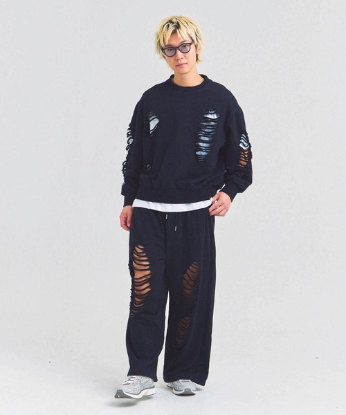 GALLIS ADDICTION（ガリスアディクション）の「GA HARD-DAMAGE CREW（スウェット・メンズ・グレー/ブラック/ピンク・M/L）」の14枚目の写真