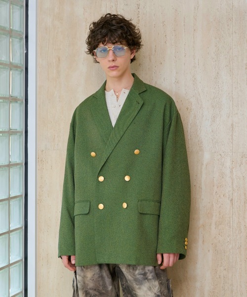 soerte(ソエルテ)の「Loose Double Breasted 6B Blazer / ルーズダブルブレスト6Bブレザー(テーラードジャケット・メンズ・グリーン/ブラウン/ネイビー・1/2/3)」の3枚目の写真