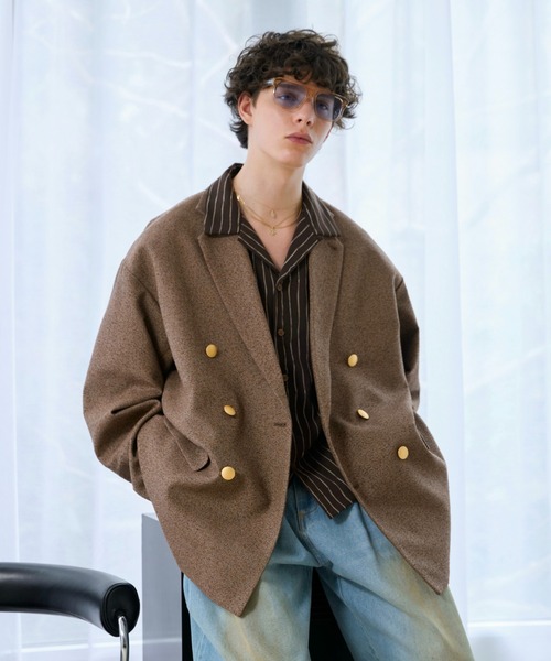 soerte(ソエルテ)の「Loose Double Breasted 6B Blazer / ルーズダブルブレスト6Bブレザー(テーラードジャケット・メンズ・グリーン/ブラウン/ネイビー・1/2/3)」の5枚目の写真