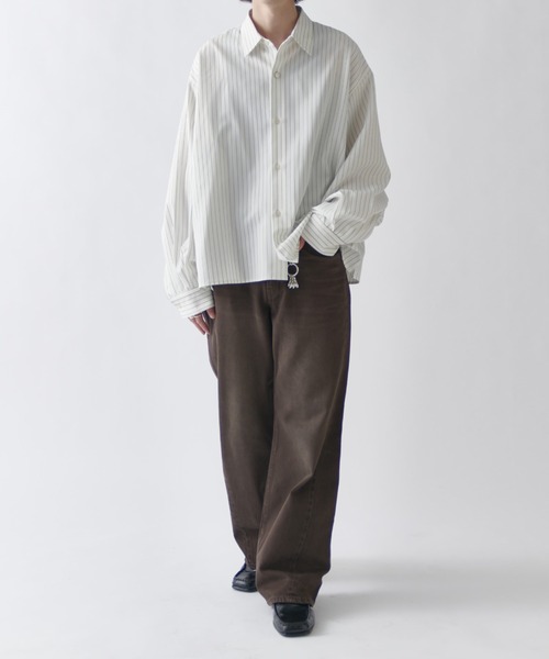 Lui's(ルイス)の「【Neucon/ニューコン】BALLOON SLEEVE STRIPE OVER SHIRT / バルーンスリーブストライプオーバーシャツ(シャツ/ブラウス・メンズ・ネイビー/ホワイト/ブラック・1/2)」の22枚目の写真