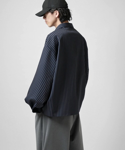 Lui's(ルイス)の「【Neucon/ニューコン】BALLOON SLEEVE STRIPE OVER SHIRT / バルーンスリーブストライプオーバーシャツ(シャツ/ブラウス・メンズ・ネイビー/ホワイト/ブラック・1/2)」の6枚目の写真
