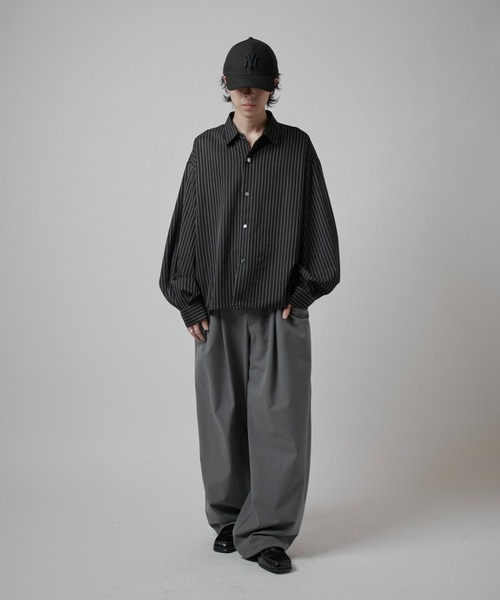 Lui's（ルイス）の「【Neucon】BALLOON SLEEVE STRIPE OVER SHIR / バルーンスリーブストライプオーバーシャツ（シャツ/ブラウス・メンズ・ネイビー/ホワイト/ブラック・1/2）」の19枚目の写真