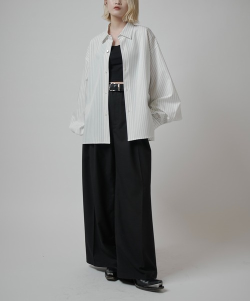 Lui's（ルイス）の「【Neucon】BALLOON SLEEVE STRIPE OVER SHIR / バルーンスリーブストライプオーバーシャツ（シャツ/ブラウス・メンズ・ネイビー/ホワイト/ブラック・1/2）」の12枚目の写真