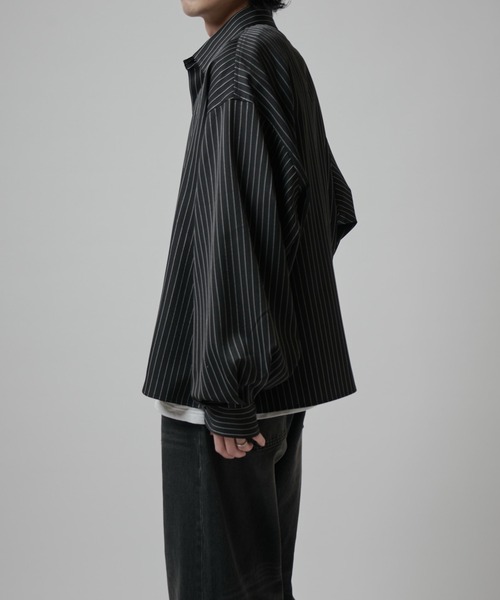 Lui's（ルイス）の「【Neucon】BALLOON SLEEVE STRIPE OVER SHIR / バルーンスリーブストライプオーバーシャツ（シャツ/ブラウス・メンズ・ネイビー/ホワイト/ブラック・1/2）」の17枚目の写真