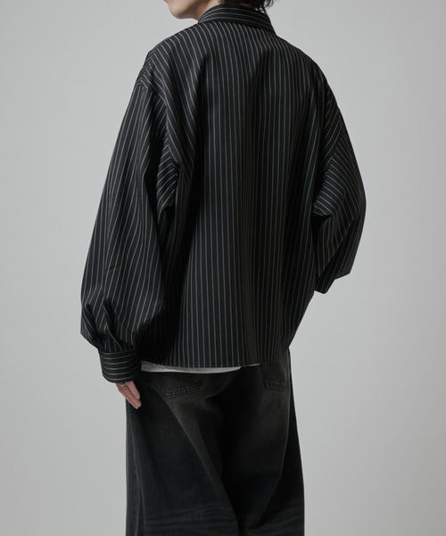 Lui's（ルイス）の「【Neucon】BALLOON SLEEVE STRIPE OVER SHIR / バルーンスリーブストライプオーバーシャツ（シャツ/ブラウス・メンズ・ネイビー/ホワイト/ブラック・1/2）」の18枚目の写真