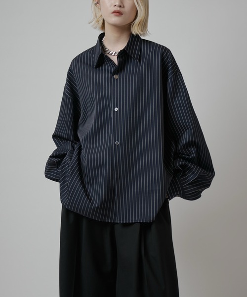 Neucon】BALLOON SLEEVE STRIPE OVER SHIRT / バルーンスリーブ
