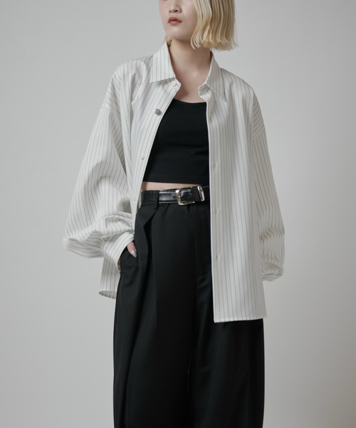 Lui's（ルイス）の「【Neucon】BALLOON SLEEVE STRIPE OVER SHIR / バルーンスリーブストライプオーバーシャツ（シャツ/ブラウス・メンズ・ネイビー/ホワイト/ブラック・1/2）」の11枚目の写真