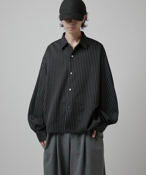Lui's（ルイス）の「【Neucon】BALLOON SLEEVE STRIPE OVER SHIR / バルーンスリーブストライプオーバーシャツ（シャツ/ブラウス・メンズ・ネイビー/ホワイト/ブラック・1/2）」の14枚目の写真