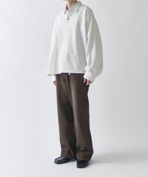 Lui's(ルイス)の「【Neucon】BALLOON SLEEVE STRIPE OVER SHIRT / バルーンスリーブストライプオーバーシャツ(シャツ/ブラウス・メンズ・ネイビー/ホワイト/ブラック・1/2)」の9枚目の写真