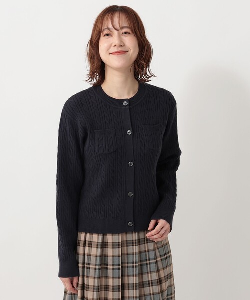 Afternoon Tea（アフタヌーンティー）の「ミニケーブルニットカーディガン（カーディガン/ボレロ・レディース・ベージュ/グレー/ネイビー・ONE SIZE）」の3枚目の写真