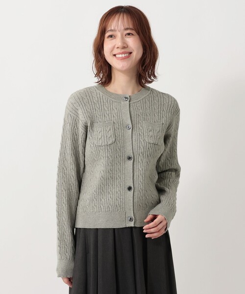 Afternoon Tea（アフタヌーンティー）の「ミニケーブルニットカーディガン（カーディガン/ボレロ・レディース・ベージュ/グレー/ネイビー・ONE SIZE）」の2枚目の写真