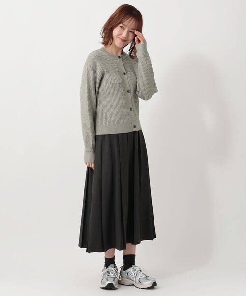 Afternoon Tea（アフタヌーンティー）の「ミニケーブルニットカーディガン（カーディガン/ボレロ・レディース・ベージュ/グレー/ネイビー・ONE SIZE）」の4枚目の写真