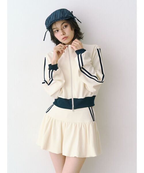 jouetie（ジュエティ）の「バイカラートラックジャケット【セットアップ対応】ジャージ（ジャージ・レディース・アイボリー/ピンク/グレー・MEDIUM）」の15枚目の写真