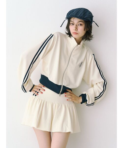 jouetie（ジュエティ）の「バイカラートラックジャケット【セットアップ対応】ジャージ（ジャージ・レディース・アイボリー/ピンク/グレー・MEDIUM）」の16枚目の写真